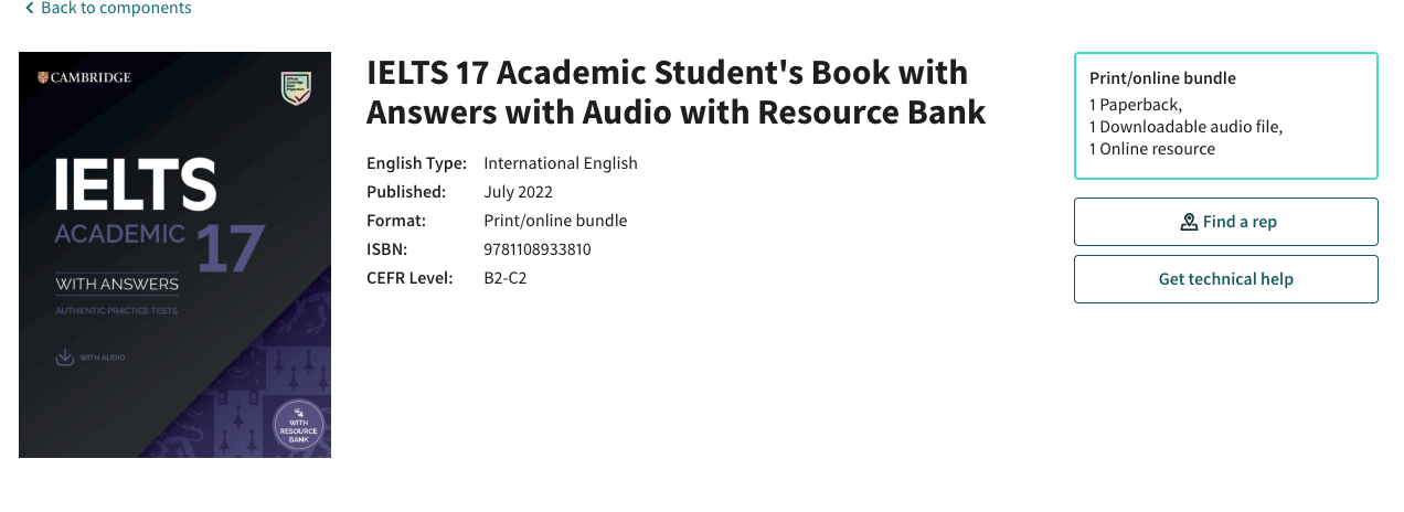 Screenshot of Cambridge IELTS books