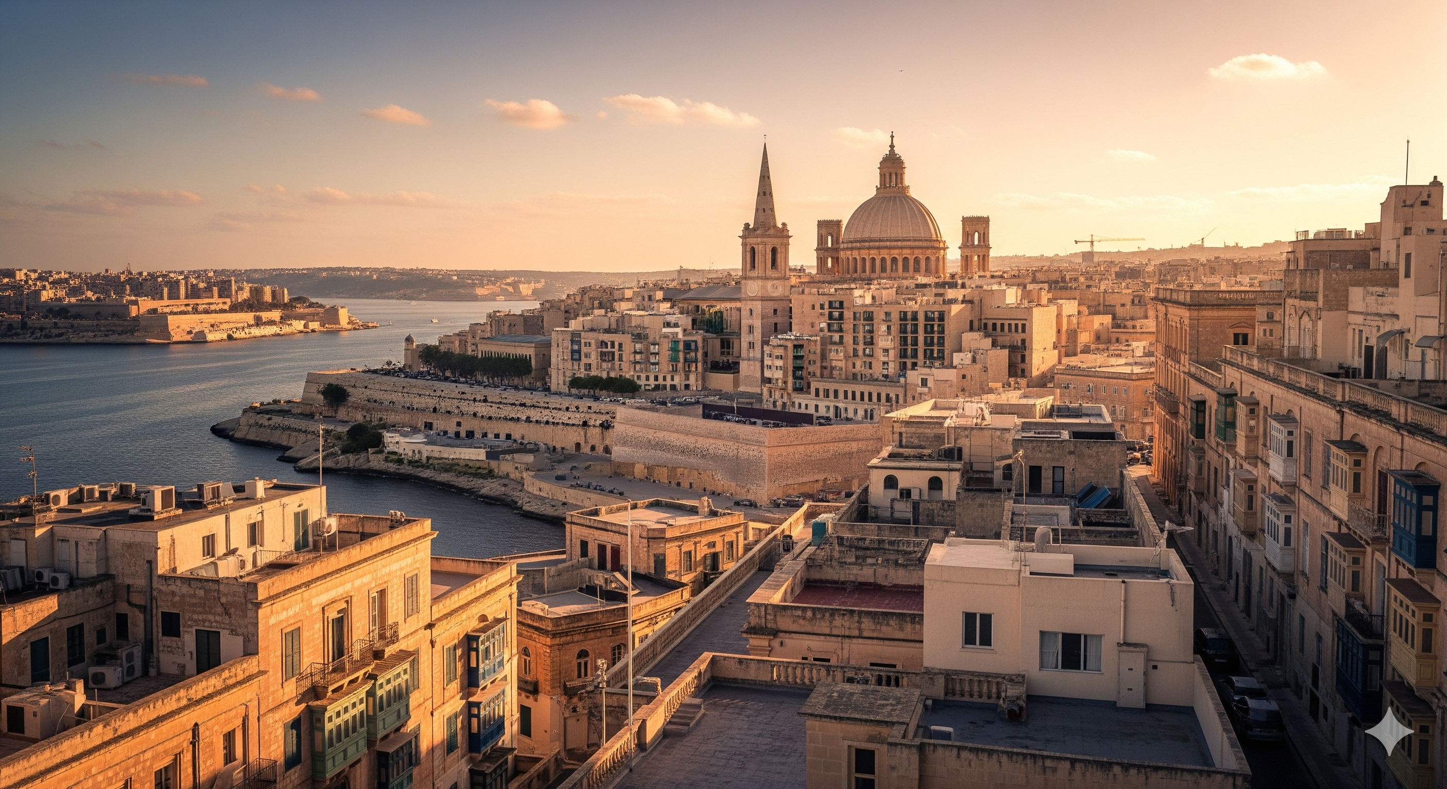 A scenic view of Malta's coastline, representing the journey to working in Malta.