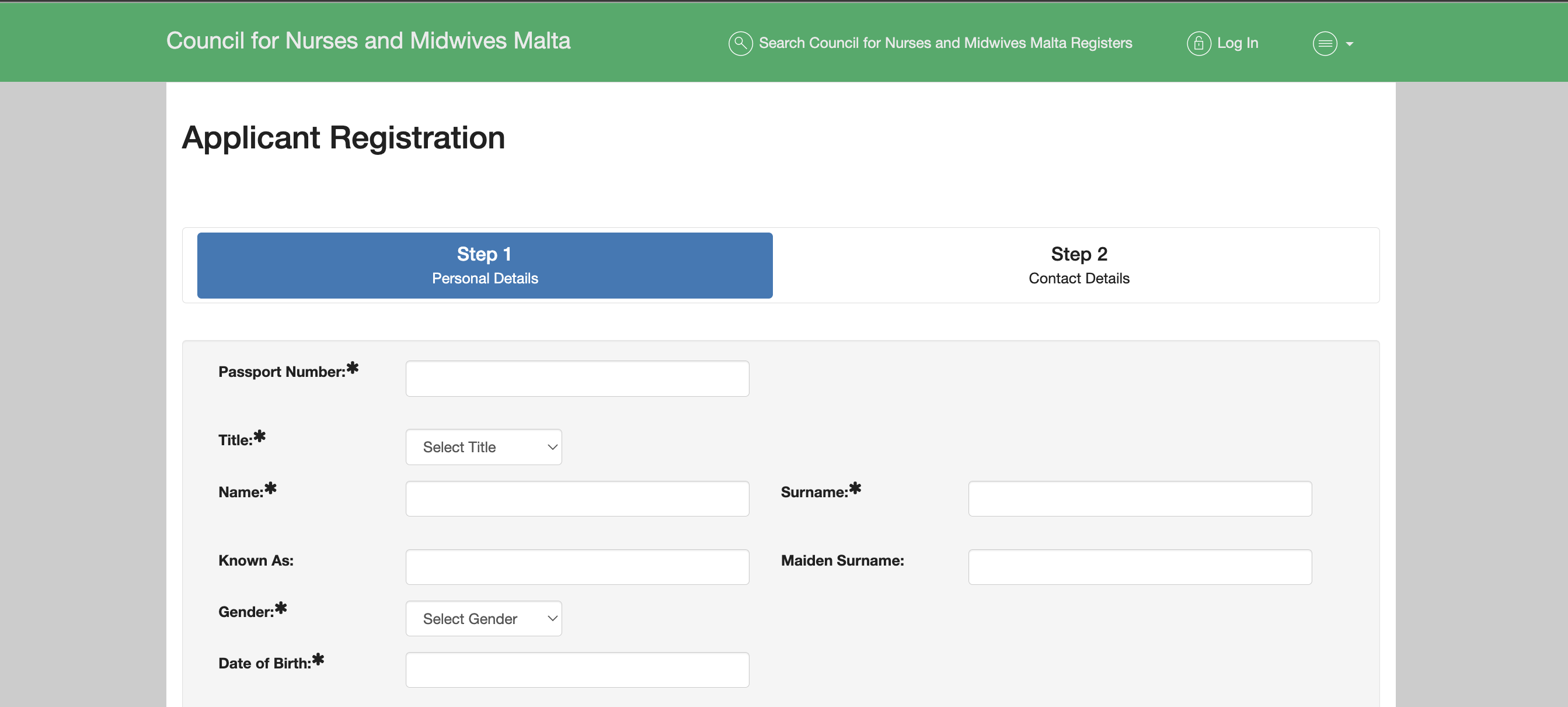 Application registration screenshot