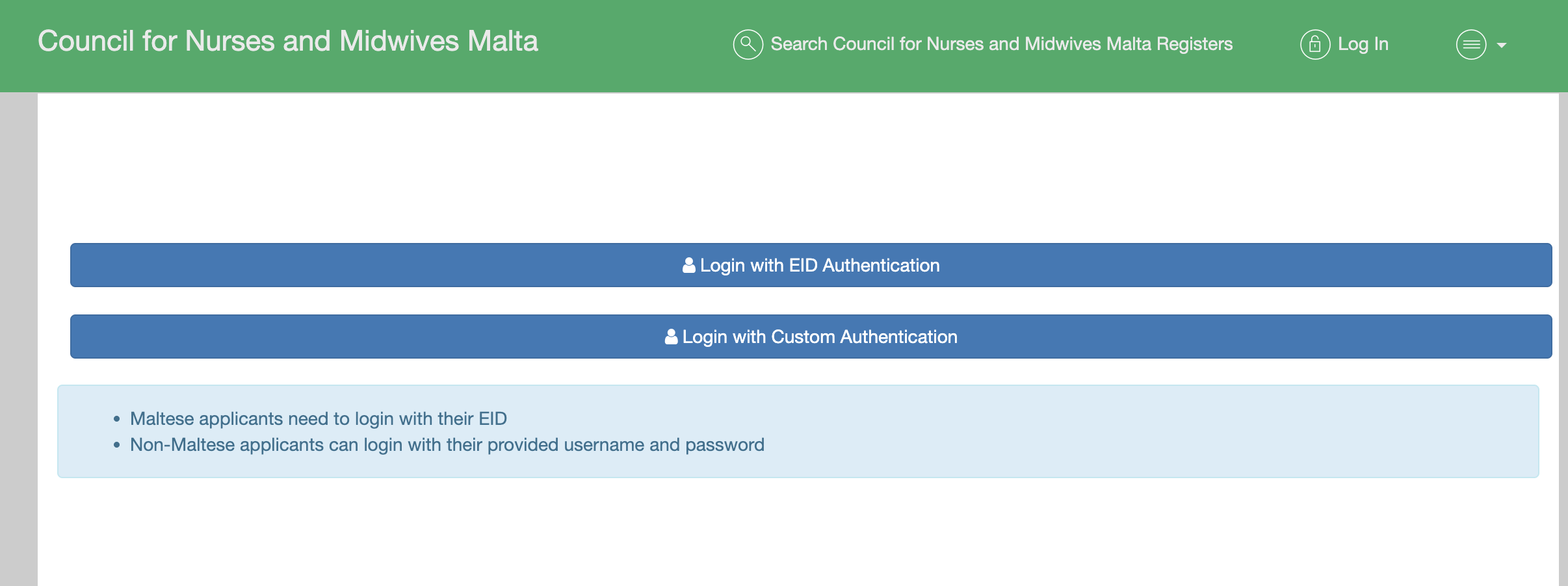 MCNM signup and login page screenshot
