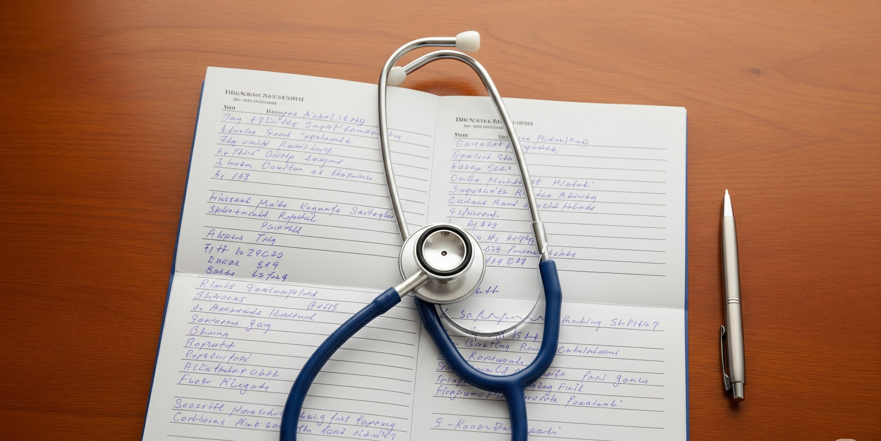 Close-up of a stethoscope resting on a medical chart